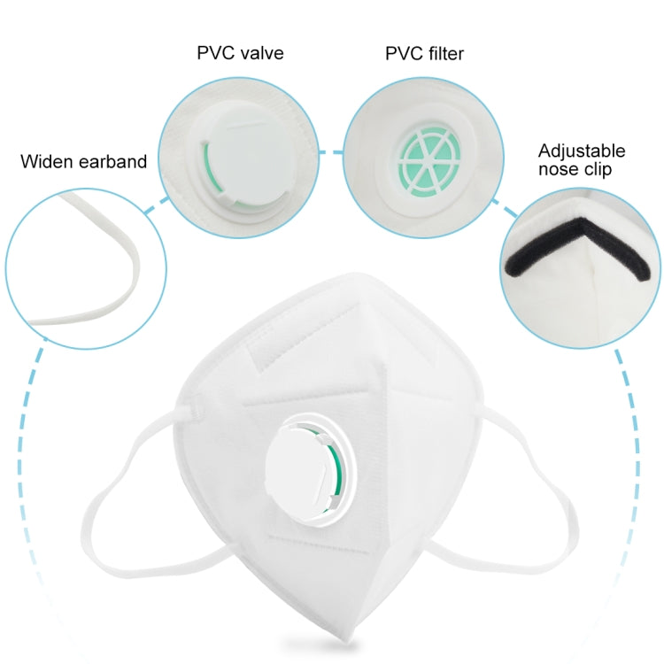 10 PCS KN95 n95 Breathable Respirator Dustproof Antiviral Anti-fog Protective Mask with Breath-Valve Filter