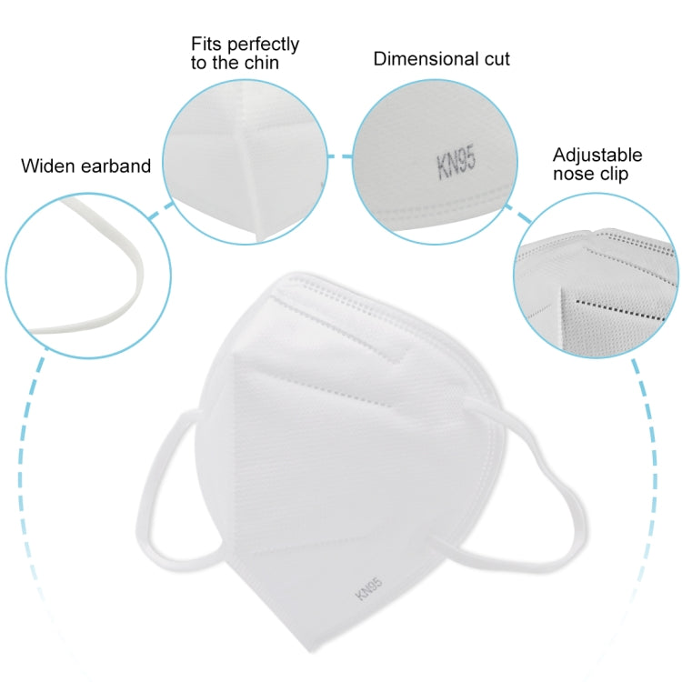 10 PCS KN95 n95 Foldable Earloop Breathable Respirator Dustproof Antiviral Anti-fog Protective Mask(White)