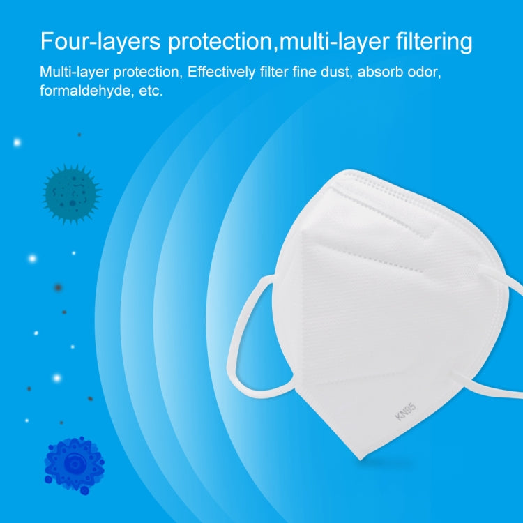 10 PCS KN95 n95 Foldable Earloop Breathable Respirator Dustproof Antiviral Anti-fog Protective Mask(White)