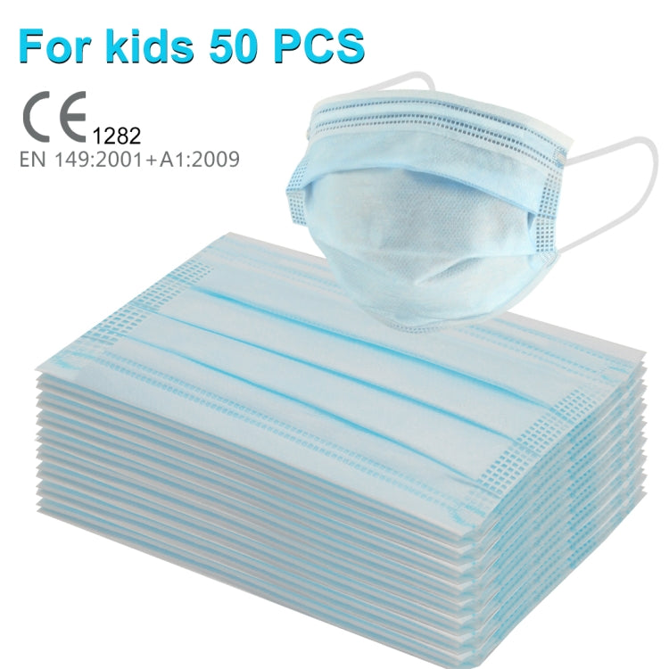 50 PCS for Kids CE Certificated Disposable 3-layered Protection Breathable Earloop Antiviral Protective Mask