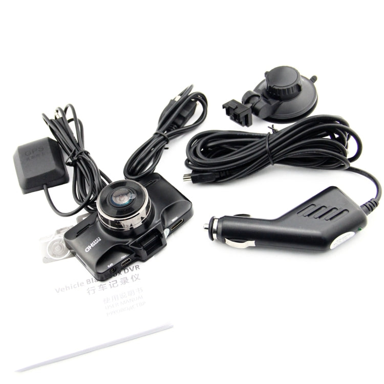 GS98C Car DVR Camera 2.7 inch LCD Screen HD 2304 x 1296P 170 Degree Wide Angle Viewing, Support Motion Detection / TF Card / G-Sensor / HDMI(Black)