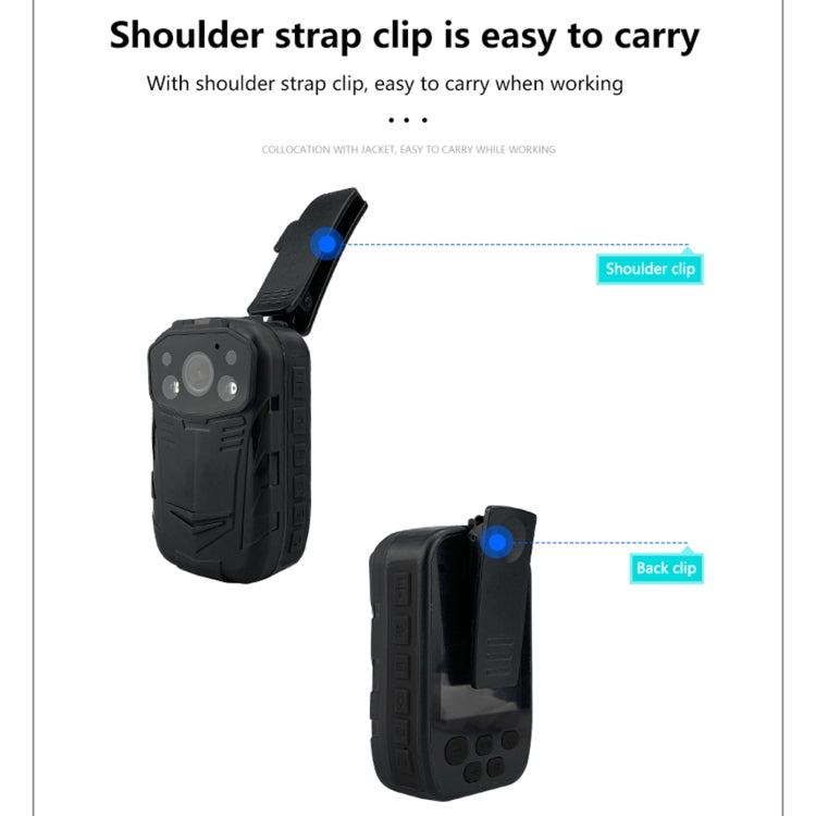 C82 Portable 1080P HD Field Recorder with 2.0 inch Display & Epaulette Back Clip, Support Infrared Night Vision & Red and Blue Light Flashing & Segmented Recording & Loop Recording & Motion Detection(Black)