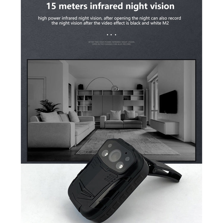C82 Portable 1080P HD Field Recorder with 2.0 inch Display & Epaulette Back Clip, Support Infrared Night Vision & Red and Blue Light Flashing & Segmented Recording & Loop Recording & Motion Detection(Black)