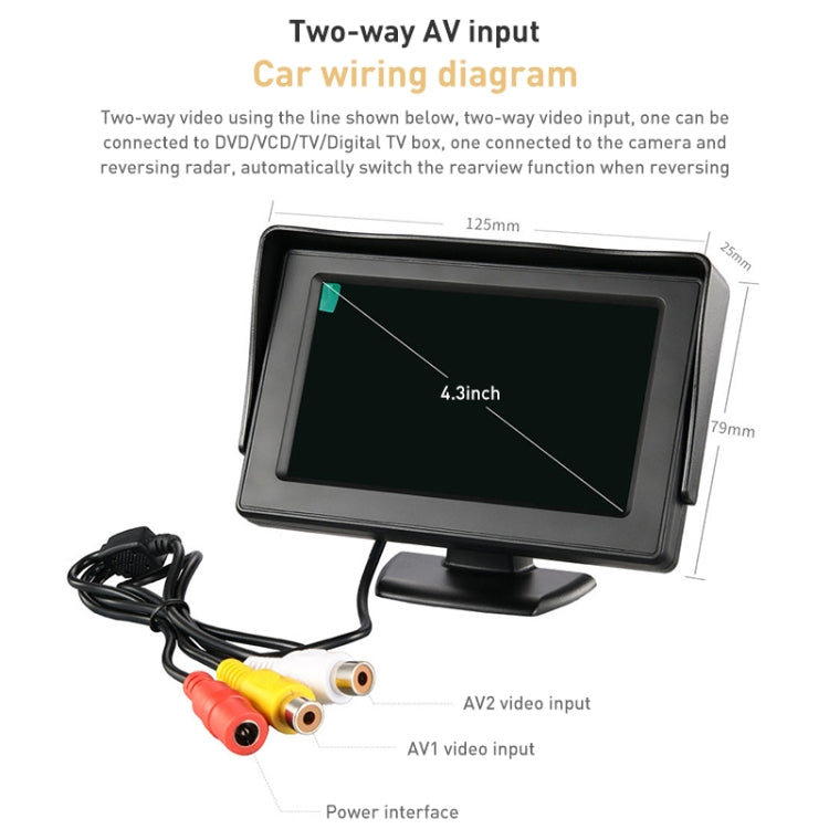 S-CLM-0105 4.3 inch Stand Car TFT HD Monitor With Sunshade(Black)