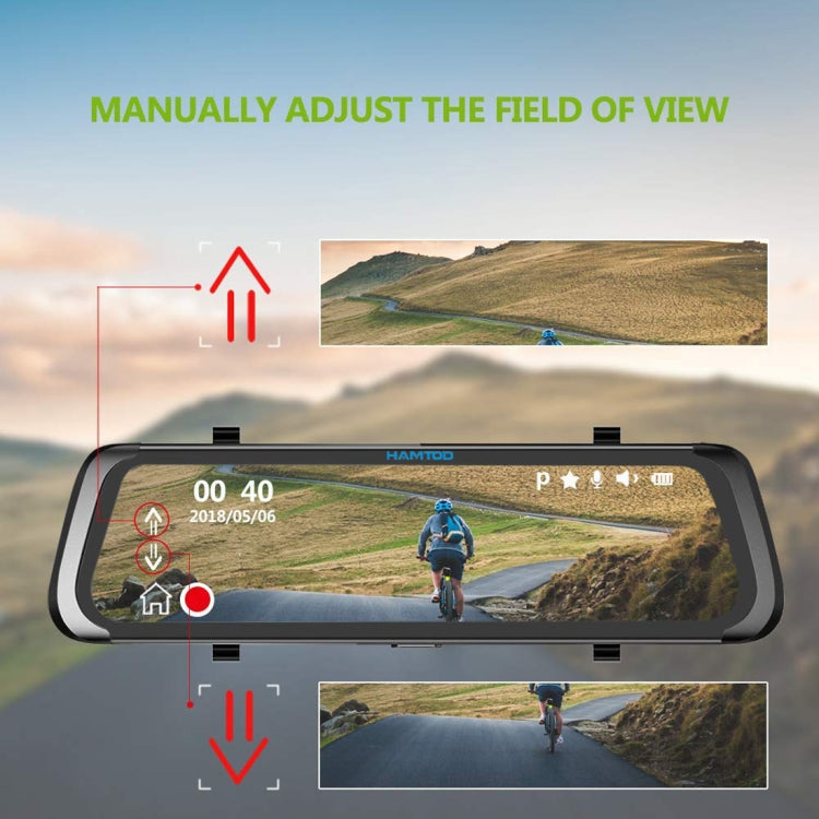 HAMTOD HG91 9.88 inch 170 Degrees Wide Angle HD Dual Mirror Dash Video Car DVR