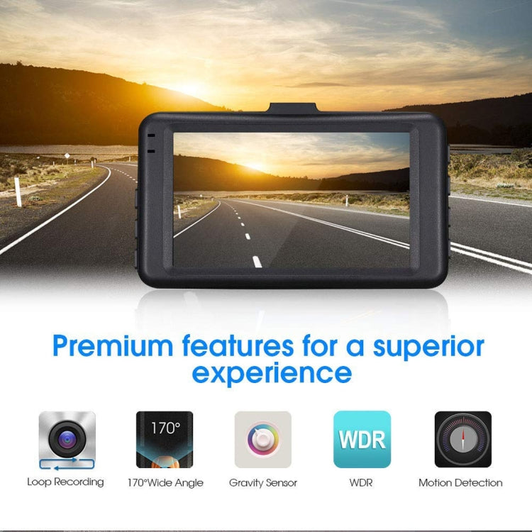 HAMTOD HQ31 3.0 inch TFT Screen 170 Degrees Wide Angle Full HD Video Car DVR, Support TF Card / Motion Detection
