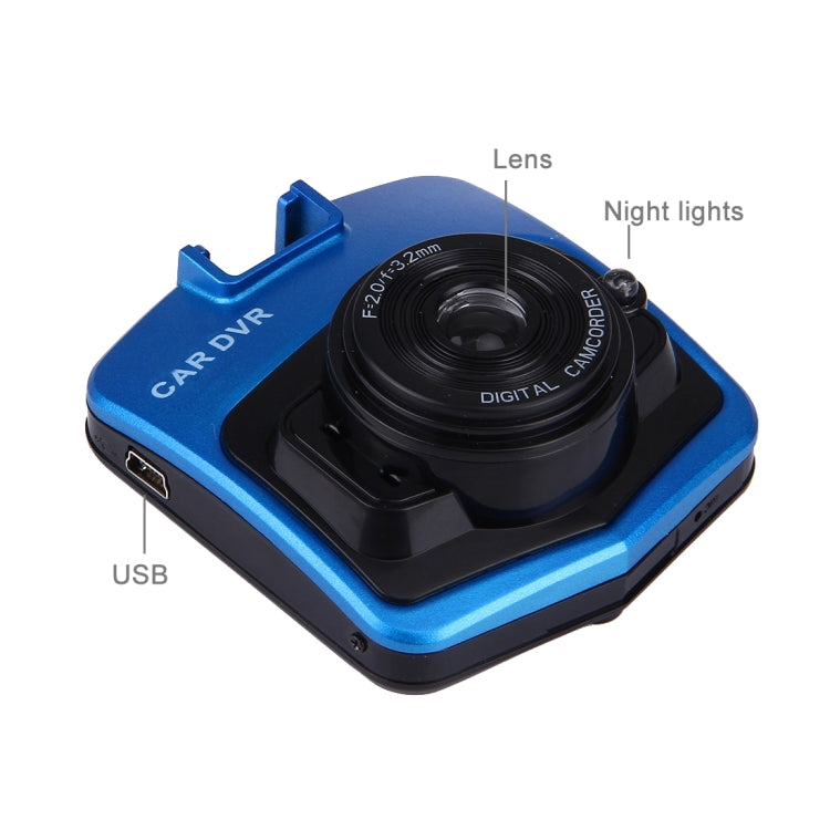 VGA 480P Car Camcorder DVR Driving Recorder Digital Video Camera Voice Recorder with 2.4 inch LCD Screen Display, Support 32GB Micro TF Card & Infrared Night Vision Function(Black + Blue)