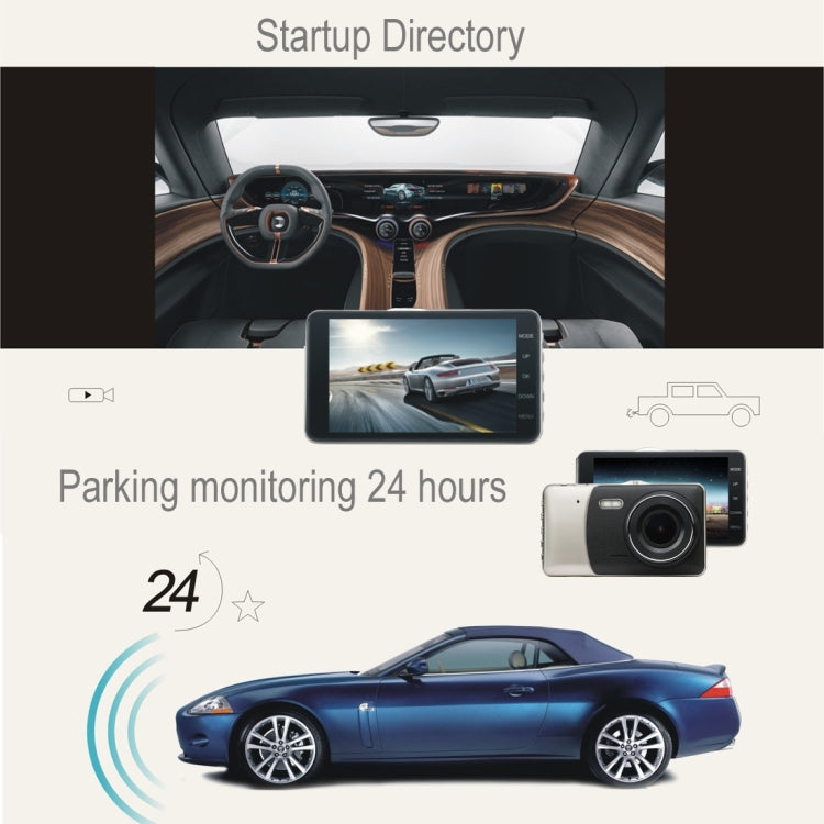 CAR LOVER A9 1296P 4.0 inch Screen Display Vehicle DVR, MStar Program, 170 Degree Wide Angle Viewing, Support  Loop Recording / G-Sensor / Motion Detection
