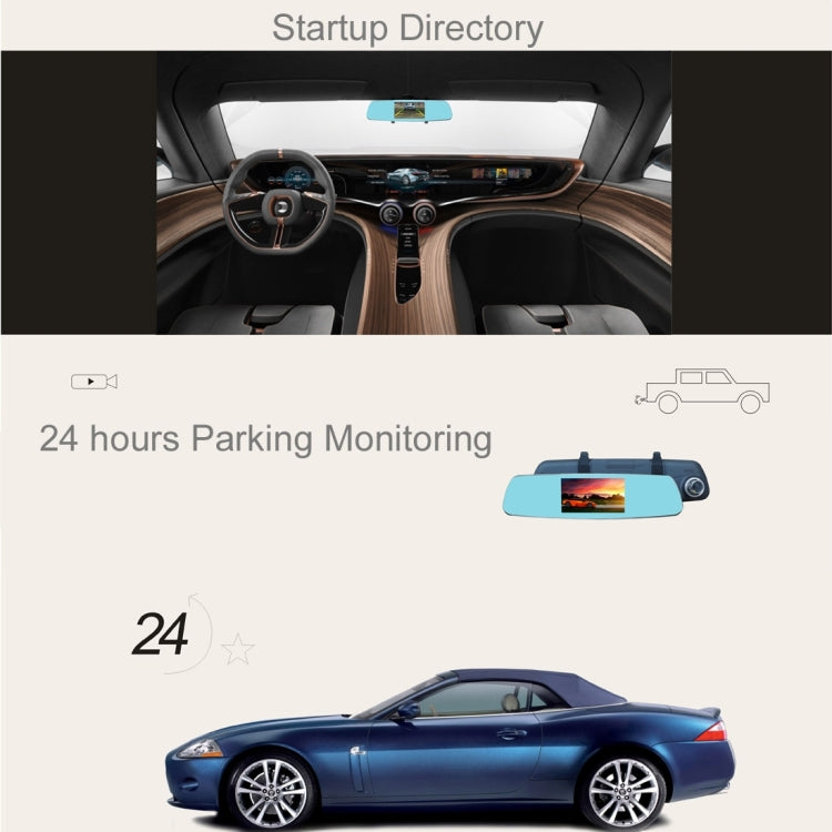 CAR LOVER R18 HD 1080P 5.0 inch Anti-glare Blue Mirror Rearview Mirror Vehicle DVR, Novatek NT96655+0210 Program, 170 Degree Wide Angle Viewing, Support  Loop Recording / Motion Detection / G-Sensor