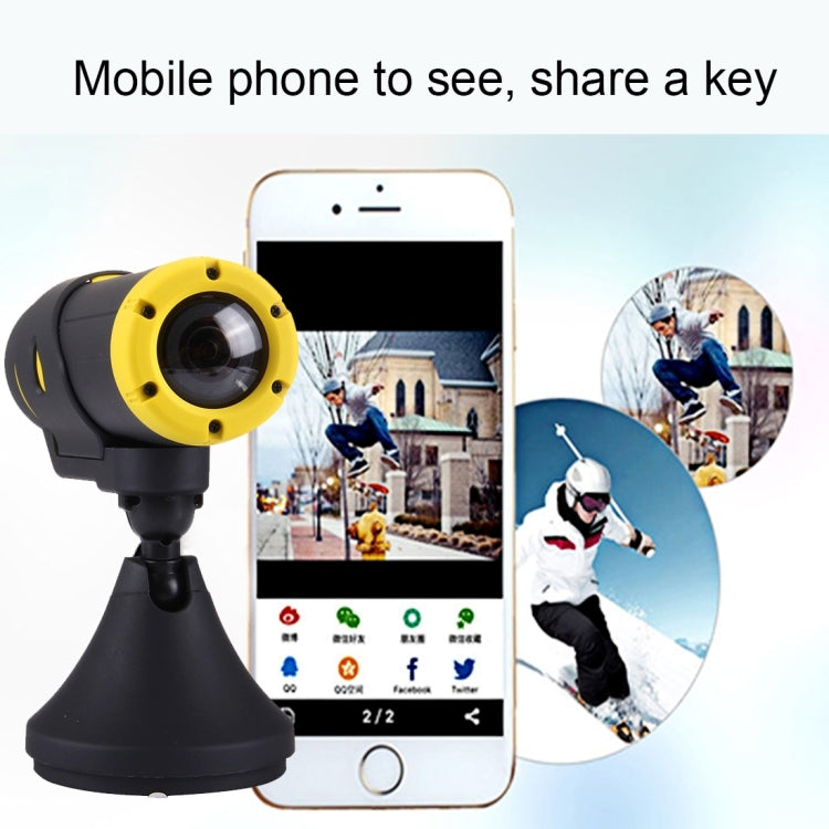 XM Warrior XM-JPGA1-2 1080P FHD WiFi 2.0MP Waterproof Sport Camera Vehicle DVR with 2.4GHz Remote Control, 165 Degree Wide Angle Viewing, Support G-sensor / Emergency Recording / Parking Monitor(Yellow)