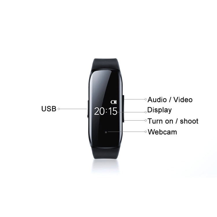 16GB 1080P Voice Control Recording Video Sports Bracelet HD Camera(Black)