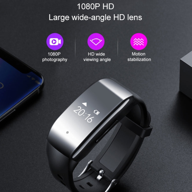 16GB 1080P Voice Control Recording Video Sports Bracelet HD Camera(Black)