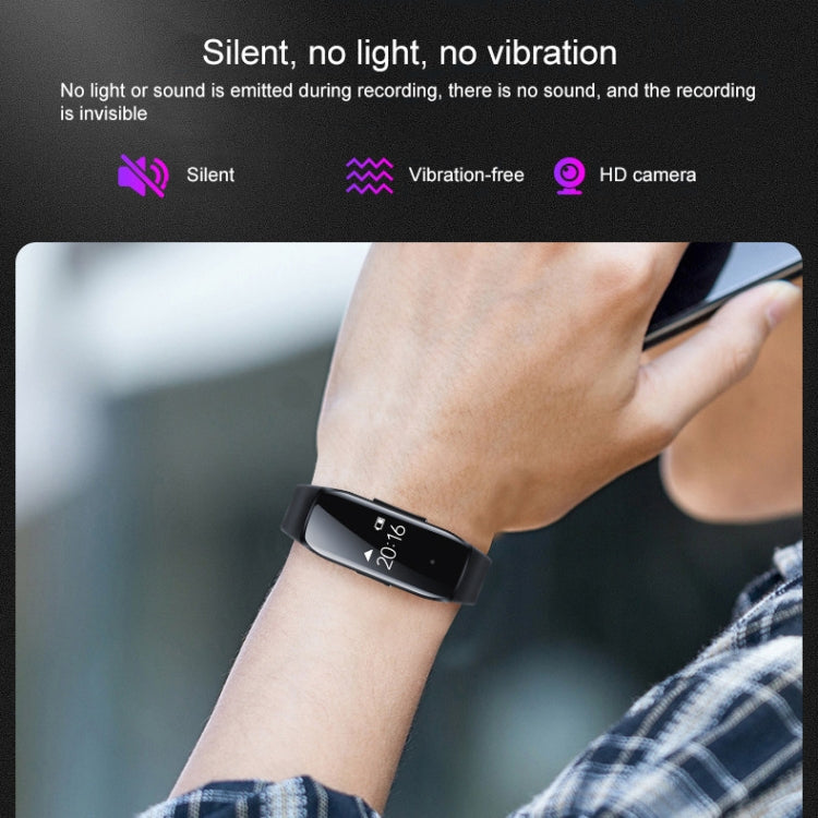 16GB 1080P Voice Control Recording Video Sports Bracelet HD Camera(Black)