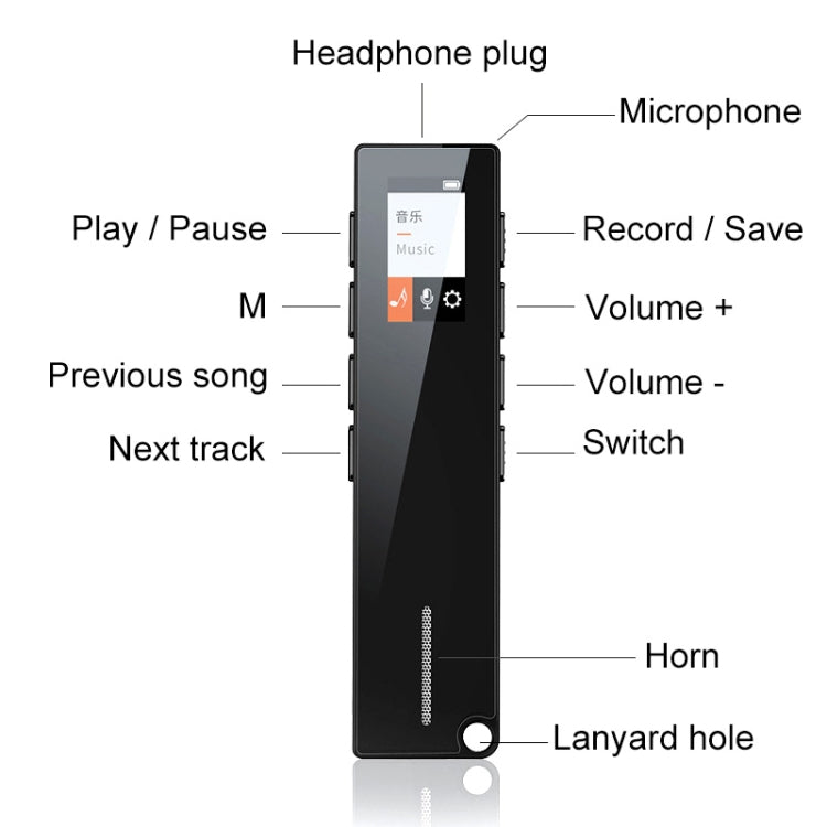 N3 8GB Noise Reduction Color Screen Mini MP3 Recorder(Black)