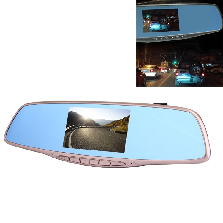Middle Screen Display Rearview Mirror Vehicle DVR, Allwinner Programs, 2 x Cameras 1080P FHD 140 Degree Wide Angle Viewing, Support GPS Port / Motion Detection / Night Vision / Cyclic Recording / TF Card / G-Sensor