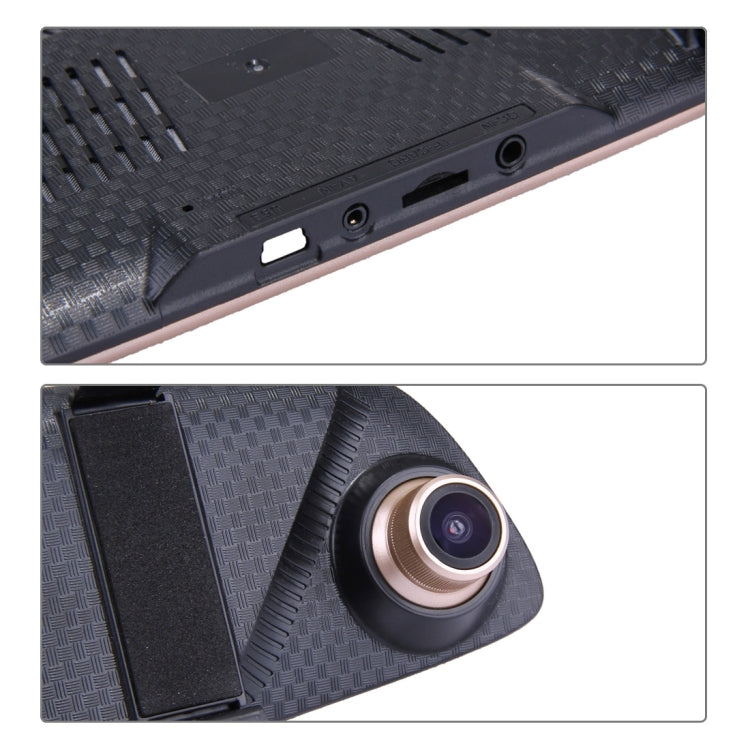 Middle Screen Display Rearview Mirror Vehicle DVR, Allwinner Programs, 2 x Cameras 1080P FHD 140 Degree Wide Angle Viewing, Support GPS Port / Motion Detection / Night Vision / Cyclic Recording / TF Card / G-Sensor