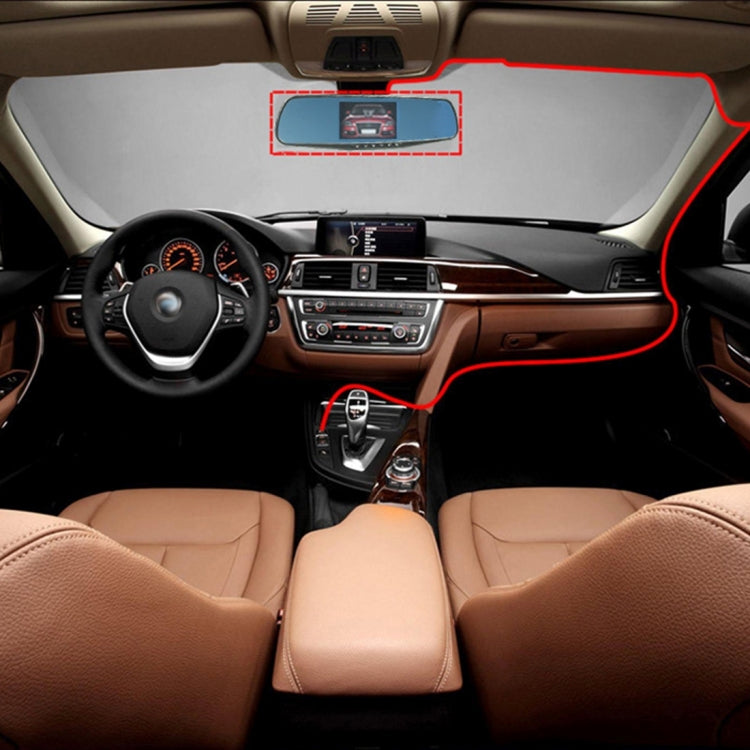 Middle Screen Display Rearview Mirror Vehicle DVR, Allwinner Programs, 2 x Cameras 1080P FHD 140 Degree Wide Angle Viewing, Support GPS Port / Motion Detection / Night Vision / Cyclic Recording / TF Card / G-Sensor