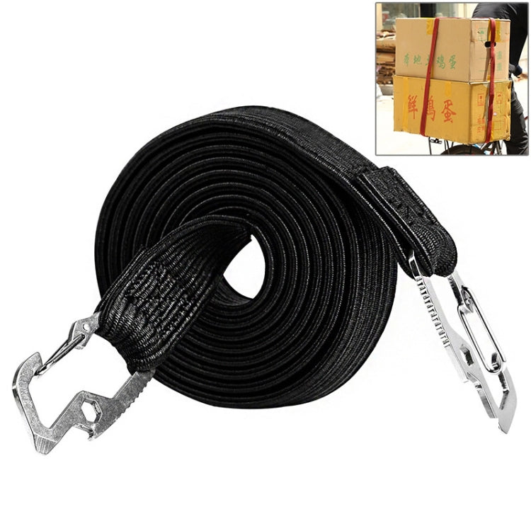 2 PCS 2m Elastic Strapping Rope Packing Tape for Bicycle Motorcycle Back Seat with Hook