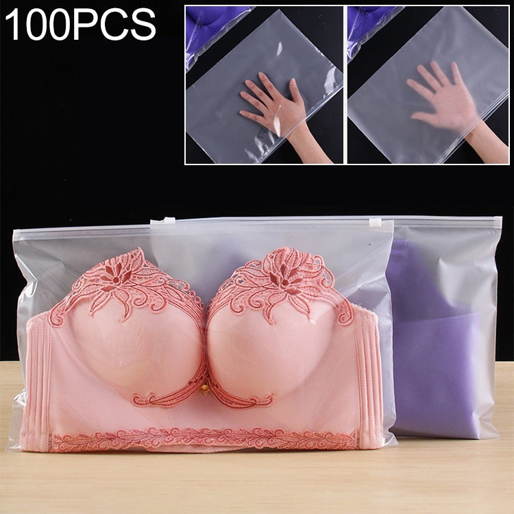 100 PCS Transparent + Matte plastic Sealed Bag PE Zip Lock Underwear Packaging Bag, Size: 36x24cm