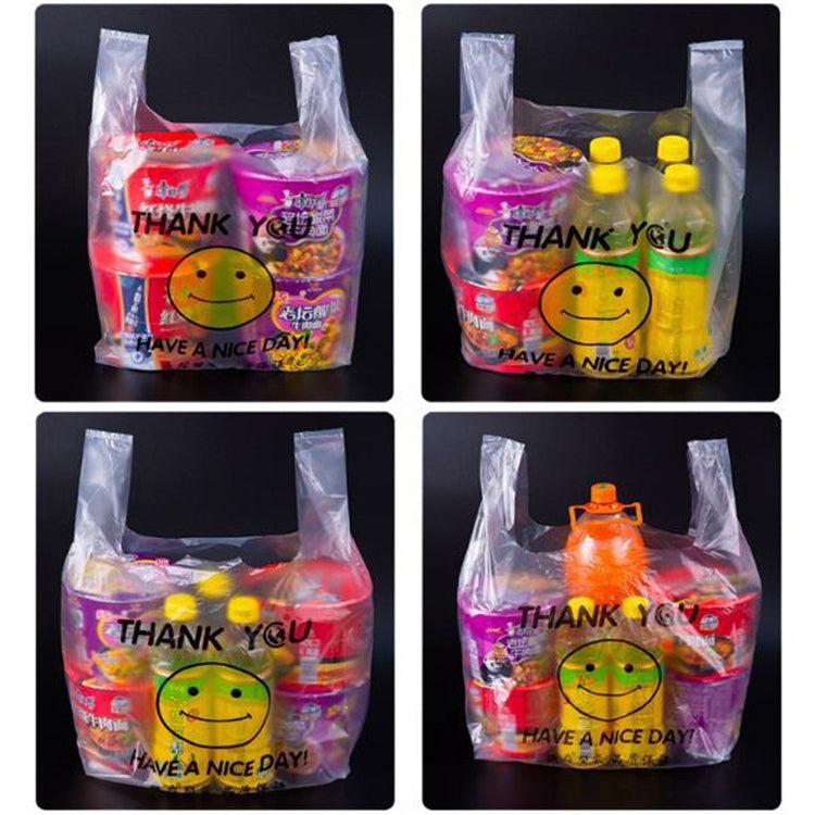 5 Sets 3C Transparent Smiley Plastic Bag Shopping Bag Packaging Bag(50 PCS / Set), Size: 15x28cm