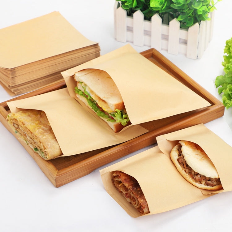 100 PCS Disposable Oil-proof Kraft Paper Bag Food Grade Oil-proof Moisture-proof Bag, Size: 15x16cm