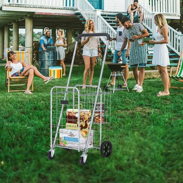 [US Warehouse] Iron Telescopic Armrest  Foldable Shopping Cart, Size: 41x41x100-110cm