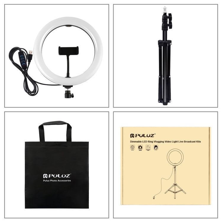 [RUS Warehouse] PULUZ 10.2 inch 26cm LED Ring Light  + 1.1m Tripod Mount Selfie Beauty Vlogging Video Light  Live Broadcast Kits
