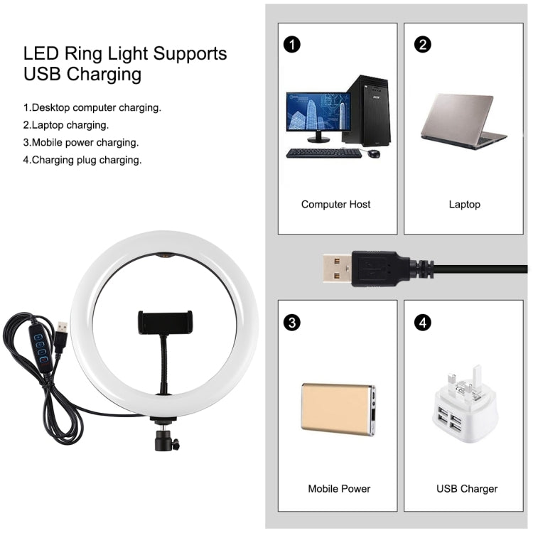 [RUS Warehouse] PULUZ 10.2 inch 26cm LED Ring Light  + 1.1m Tripod Mount Selfie Beauty Vlogging Video Light  Live Broadcast Kits