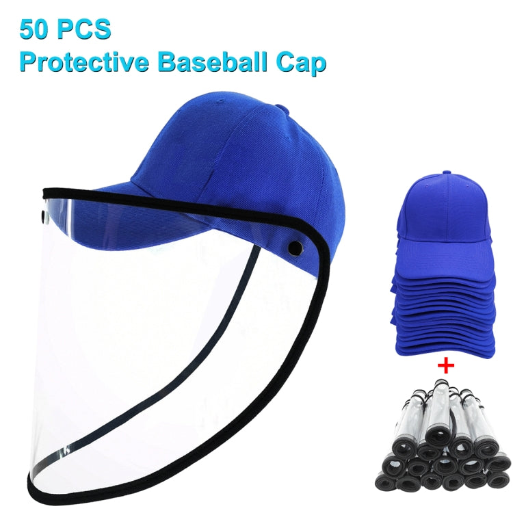 50 PCS Anti-Saliva Splash Anti-Spitting Anti-Fog Anti-Oil Protective Baseball Cap Mask Removable Face Shield