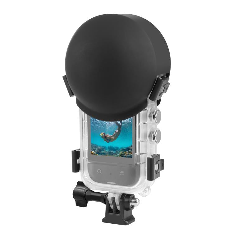 For Insta360 X5 PULUZ 60m Waterproof Sealed Diving Case with Silicone Lens Cover  - Black