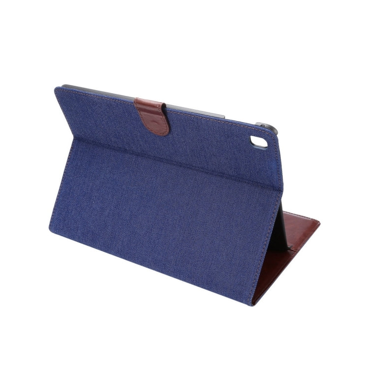 Denim Cloth Texture Horizontal Flip Leather Case with Sleep / Wake-up Function & Holder & Card Slots & Wallet for iPad Pro 9.7 inch(Dark Blue)