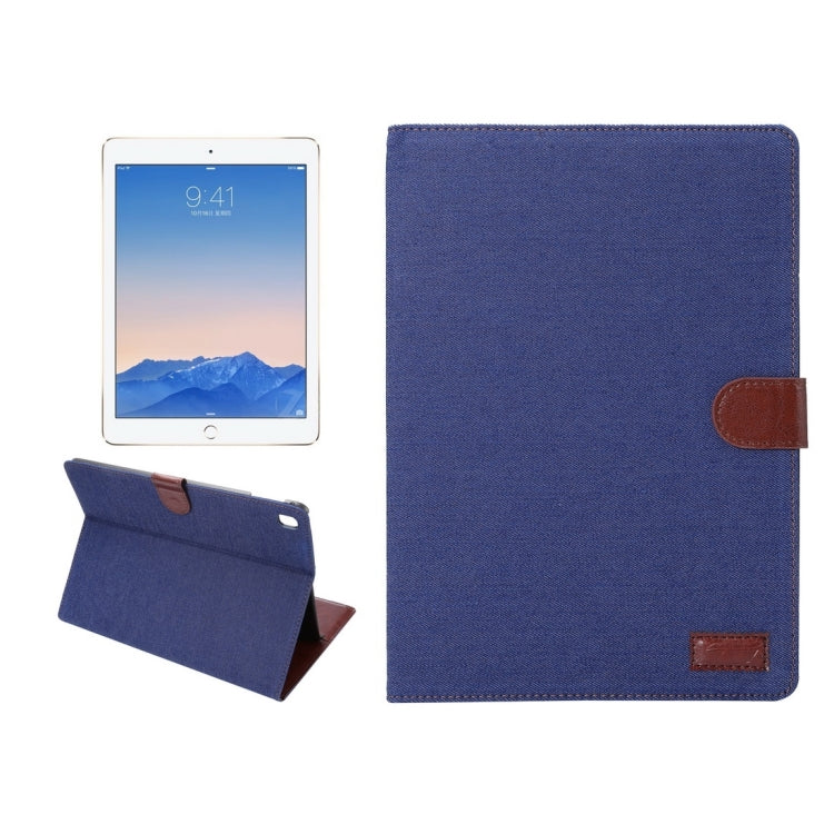 Denim Cloth Texture Horizontal Flip Leather Case with Sleep / Wake-up Function & Holder & Card Slots & Wallet for iPad Pro 9.7 inch(Dark Blue)