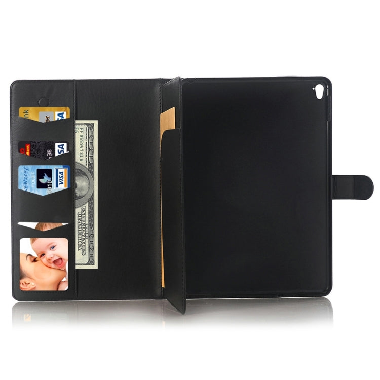 For iPad Pro 9.7 inch Crazy Horse Texture Horizontal Flip Solid Color Leather Case with 3 Pages of Card Slots & Holder & Wallet