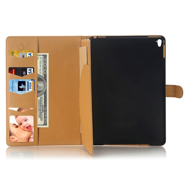 For iPad Pro 9.7 inch Crazy Horse Texture Horizontal Flip Solid Color Leather Case with 3 Pages of Card Slots & Holder & Wallet
