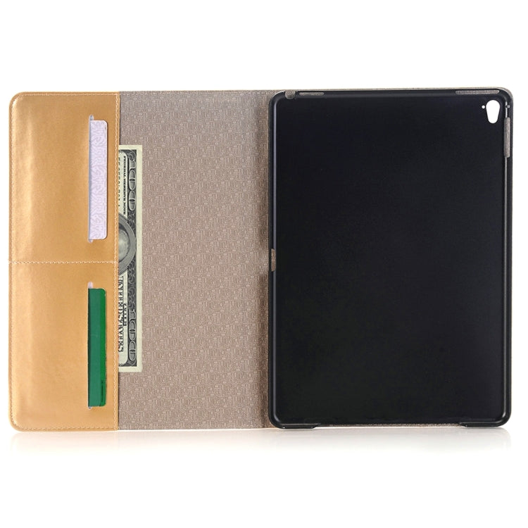 For iPad Pro 9.7 inch Grid Texture Horizontal Flip Solid Color Leather Case with Card Slots & Holder & Wallet