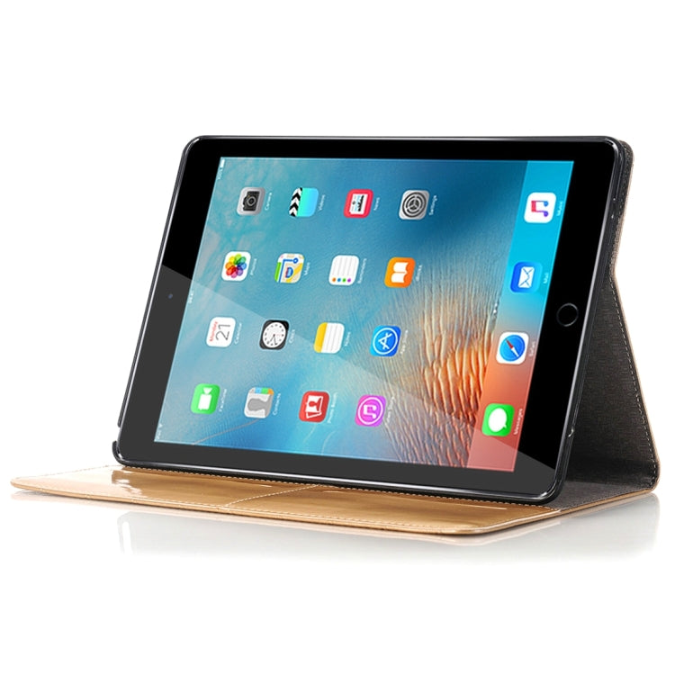 For iPad Pro 9.7 inch Grid Texture Horizontal Flip Solid Color Leather Case with Card Slots & Holder & Wallet