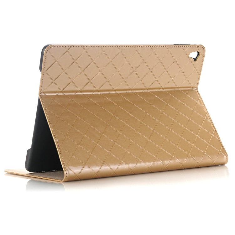 For iPad Pro 9.7 inch Grid Texture Horizontal Flip Solid Color Leather Case with Card Slots & Holder & Wallet