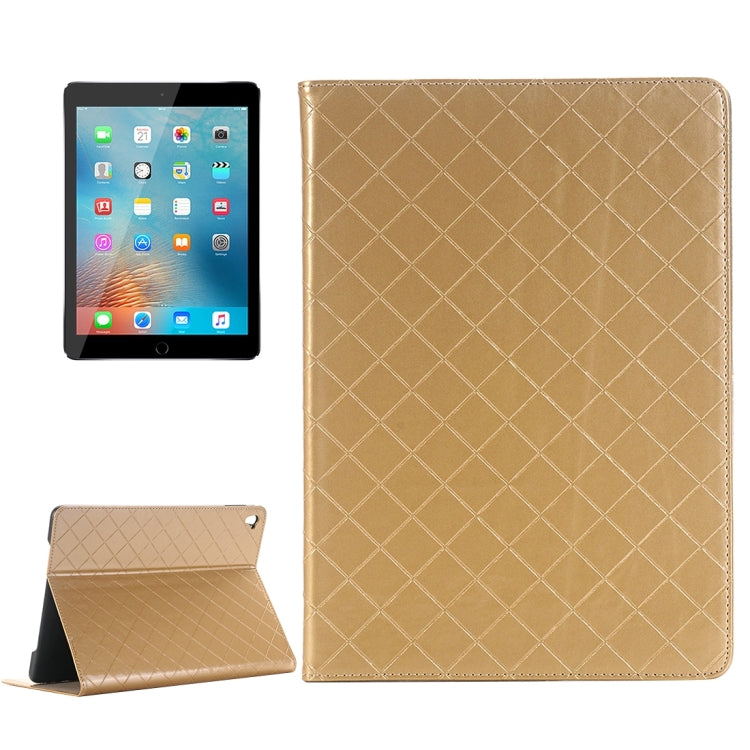 For iPad Pro 9.7 inch Grid Texture Horizontal Flip Solid Color Leather Case with Card Slots & Holder & Wallet