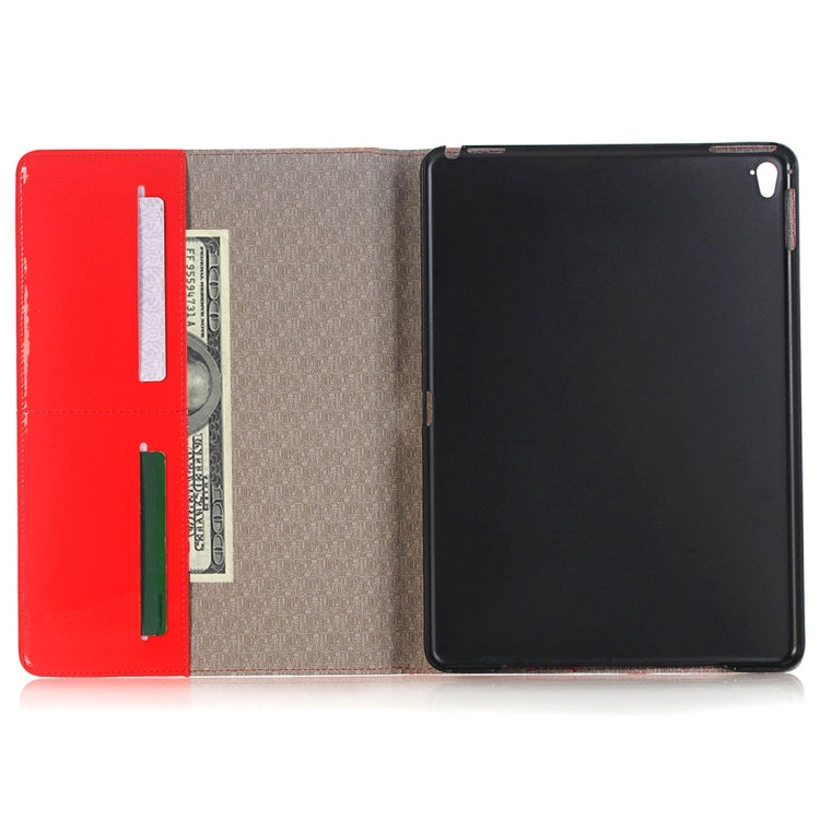 For iPad Pro 9.7 inch Grid Texture Horizontal Flip Solid Color Leather Case with Card Slots & Holder & Wallet