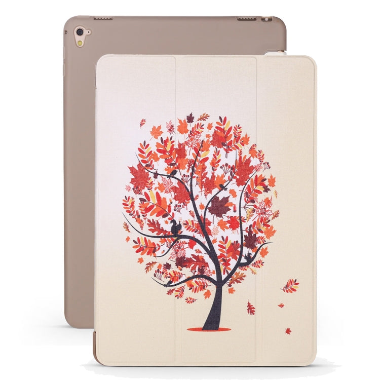 Maple Pattern Horizontal Flip PU Leather Case for iPad Pro 9.7 (2016), with Three-folding Holder & Honeycomb TPU Cover