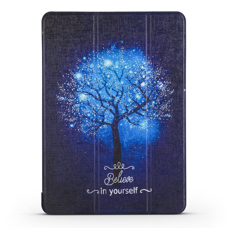 Blue Tree Pattern Horizontal Flip PU Leather Case for iPad Pro 9.7 (2016), with Three-folding Holder & Honeycomb TPU Cover
