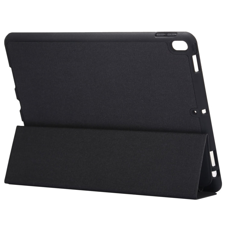 Cloth Texture Pattern Case for iPad 9.7 (2018) & iPad 9.7 inch (2017), with Three-folding Holder & Pen Slots
