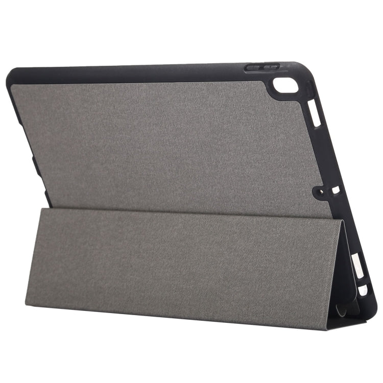Cloth Texture Pattern Case for iPad 9.7 (2018) & iPad 9.7 inch (2017), with Three-folding Holder & Pen Slots