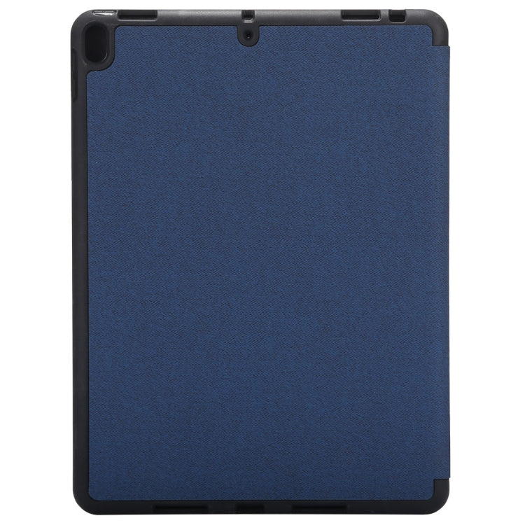 Cloth Texture Pattern Case for iPad 9.7 (2018) & iPad 9.7 inch (2017), with Three-folding Holder & Pen Slots