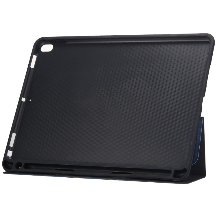 Cloth Texture Pattern Case for iPad 9.7 (2018) & iPad 9.7 inch (2017), with Three-folding Holder & Pen Slots