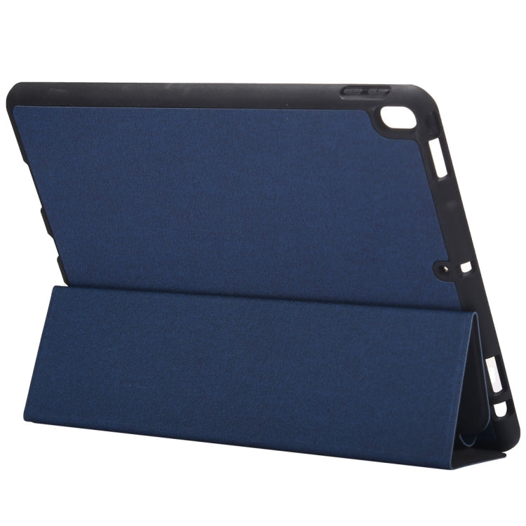Cloth Texture Pattern Case for iPad 9.7 (2018) & iPad 9.7 inch (2017), with Three-folding Holder & Pen Slots