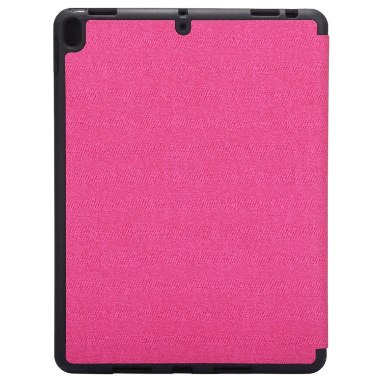 Cloth Texture Pattern Case for iPad 9.7 (2018) & iPad 9.7 inch (2017), with Three-folding Holder & Pen Slots
