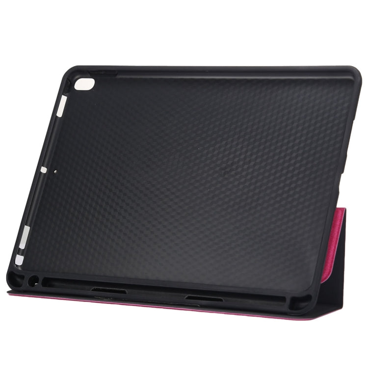 Cloth Texture Pattern Case for iPad 9.7 (2018) & iPad 9.7 inch (2017), with Three-folding Holder & Pen Slots