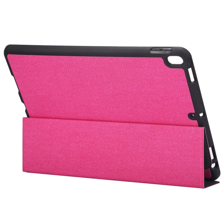 Cloth Texture Pattern Case for iPad 9.7 (2018) & iPad 9.7 inch (2017), with Three-folding Holder & Pen Slots