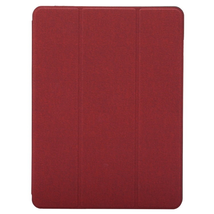 Cloth Texture Pattern Case for iPad 9.7 (2018) & iPad 9.7 inch (2017), with Three-folding Holder & Pen Slots